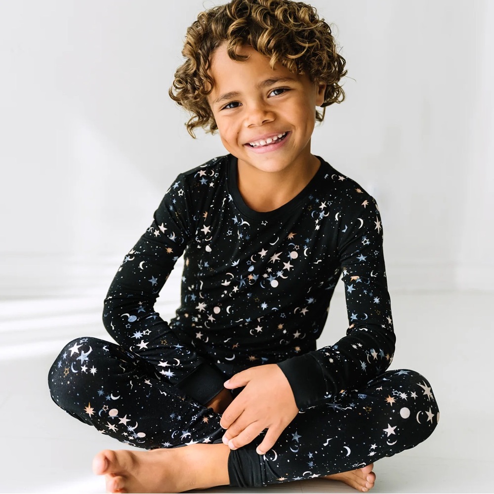 Little Sleepies Counting Stars Bamboo Black Two Piece Long Sleeve Pajama Set - Picture 5 of 5